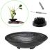 Eggone Japanese Ikebana Kit Floral Frog Flower Container with Kenzan Needle Straightening Tool - 1.57inch Black Flower Frog  6.7inch Bowl Vase