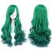 ColorfulPanda Long Wavy Culry Style Cosplay Halloween Party Wig Mix Green Synthetic Hair Wigs for Women Girl Ombre Green