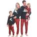 SANMIO Christmas Family Pajama Sets Matching Sleeve Blouse + Plaid Long Pants Nightwear Festival Outfits for Dad Mom Kids Girls Boys Baby Kid-black / Red Christmas Elk 4-5 Years