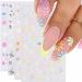 4 Sheets Flower Nail Art Stickers Spring Daisy Nail Decals 5D Embossed Nail Art Design Self Adhesive Nail Supplies Colorful Flower Nail Stickers for DIY Women Nail Decoration