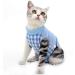 Cat Surgical Recovery Suit Abdominal Wounds or Skin Diseases, E-Collar Alternative,After Surgery Wear, Professional Home Indoor Pets Clothing L(Pack of 1) New Style-Blue