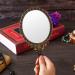 Dzrige Vintage Handheld Mirror with Pattern Handle - Bronze Travel Makeup Mirror with Powder Puff - Buy Online on GoSupps.com