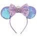 Kovcfon Mouse Ears Cosplay Party Headband Shiny Bow Mouse Ears Cute Headband Girls Ladies Princess Party Decorations Cosplay (Purple)