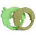 McGmitt BPA-Free Beißring Baby Greifling 2 Set Animal Bitering Ring Toys made of silicone for babies young girls teeth from 3 months dental aid baby easy to keep (pack D cat and moose) D: grass cat and green deer