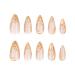 24Pcs Medium Almond Press on Nails | French Tip 3D Gold Full Cover Acrylic | Reusable Glossy Fake Nails for Women | Easy Glue-On Nail Tips - Buy Online on GoSupps.com
