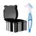 Prosthesis box denture box with sieve guador braces dose prostheses cleaner brushes spanging dinner bite can storage box prosthesis denture box box denture cup black