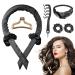 Heatless Curlers Headband 6pcs Heatless Hair Curlers Heatless Curls Hair Curler No Heat Overnight Sleeping Self Grip Hair Roller Waves with Hair Claw Rod Headband Roller Comb Black