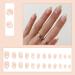 Justotry 24 Pcs Swirl Oval Short White French Press on Fake Nails - Trendy Round Almond Medium Stick on Nails with Nail Glue for Women's Nail Art - Buy Online on GoSupps.com