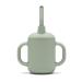 Lalo Little Cup  Non-Toxic Silicone Straw Cup with Handles - Baby and Toddler Sippy Cup - Mini Cup and Straw Training System  4oz  Sage