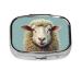 Sheep Head Retro Animal Printing 2 Compartment Small Pill Case Cute Small Pill Box Purse Pill Boxs Travel Pill Organizer for Pocket Purse and Travel Gifts