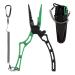 mouhike Fishing Pliers Long Nose Stainless Steel Fish Hook Remover Braid Cutters Split Ring Pliers with Lanyard Fish Holder Ice Fly Fishing Gear for Freshwater Saltwater Fishermen Gift B1-green Pliers Only