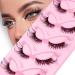 Uranian Fox Eye Lashes Wispy Faux Mink Lashes Clear Band Natural Lashes with pearl Fluffy Cat Eye False Eyelashes D Curl Lash Extension Russian Strip Volume Fake Eyelashes for Women and Girls Fox Eye|Mixed Color Pearl