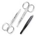 MSDADA 3 Pcs Facial Hair Scissors Set Men Women Nose Scissors Stainless Steel Beard Mustache Eyebrow Trimmer for Trimming Small Details Facial Hair Ear Hair