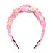 Vintage Pearl Print Crystal Knotted Headband - Cherry Pink Floral Hair Band - Buy Online on GoSupps.com
