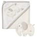 Fehn 056396 Bade-Set Elefant Fehnnatur-Bade-Set towel & washcloth with organic cotton (KBA)-with animal motif for happy bathing fun-for babies and toddlers from 0+ months of bath set elephant nature
