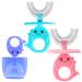 3 Pack Kids U-Shaped Toothbrush Food Grade Soft Silicone Brush Head 360 Whole Mouth Manual Training Tooth Brush for Toddlers and Children 2-12 Years Old(Blue Pink Purple)