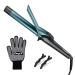 CkeyiN Volume Waves Ceramic Spring Curling Tong 32mm Barrel Curling Wand with Clip 30 Second Heat Up and 1 Heat Resistant Glove (Green)