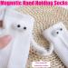 Innovative INHLUGLK Couple Magnetic Hand Holding Funny Socks | White Mid-Tube 3D Doll Design - Buy Online on GoSupps.com