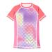BesserBay Girls Rashguard Short Sleeve Swimwear Sun Protection UV Shirt 110-150 Pants Not Included 140 Pink Wave Pattern