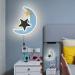 Buy Moon & Star LED Wall Lamp for Kids - Blue Wall Light with Switch & Cable | Perfect Decoration for Children's Room - Buy Online on GoSupps.com