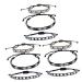 CALLARON 6 Pcs 1 Bracelet Anklet Miss Bohemia Braided Rope 6 6cmx3pcs Blackx3pcs