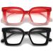 Square Reading Glasses for Women Men Blue Light Blocking Magnifying Glasses Computer Readers 2-Pack Black & Red 3.5 x