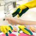 MOODCOME Household Long Sleeve Rubber Gloves Scouring Pad with Sponge Fingers for Kitchen Dish Washing Bathroom Garden Cleaning - Buy Online on GoSupps.com