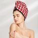 Red Checkboard Hair Towel Wrap - Quick Drying Turban with Button | Best Hair Drying Towel for Faster Results - Buy Online on GoSupps.com