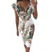 Briskyry V-neck flowers case lighter Knielang Business Dresses Women Summer Elegant Bustier Festival dresses Sexy ruffled hem Ruffled Aly Mountain Dress Party Dressing Vintage Dress M Blue