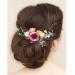 Fangsen Silver Wedding Rose Flower Pinecones Hair Comb Bridal Flower Hair Clip Floral Christmas Hair Accessories (Pink)