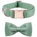 Lionet Paw's dog collar with fly - comfortable silk green dog collar with removable fly for puppies and cats neck 20-30cm XS (1 Pack) grassy