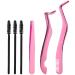 3pcs Eyelash Applicators with 3pcs Eyebrow Brush Eyelash Brush Eyelash Tweezers False Eyelash Tweezer Applicator for Girls Women Beginners Makeup Artists(Pink)