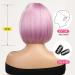 OUFEI Pink Purple Wigs for Women Short Wavy Wig With Bangs Natural Synthetic Hair Heat Resistant Wigs for Daily Party Cosplay Wear - Buy Online on GoSupps.com