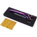 7 Inch Downward Curved Dog Grooming Scissors Thinning Shears - Professional Safety Blunt Tip Trimming Shearing for Dogs Cats - Japanese Stainless Steel - Purple Yellow - Buy Online on GoSupps.com