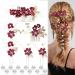 Cinaci 18 Pieces Bridal Wedding Party Prom Pearl Rhinestone Burgundy Flower Hair Side Combs Slides+U-shaped Flower Hair Pins+Twist Spiral Hairpins Floral Headpieces for Brides Bridesmaids Women Girls