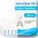 BeC Nebulizer NebuClear MD | 20 Vials | 0.9% Saline Solution to Moisturize Airways | Proudly American | Sodium Chloride 0.9% for Ear Nose & Nasal Cleanse for All Ages | 100ml / 3.89 fl oz