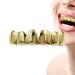 Hitrod gilded hip-hop tooth hip hop gold-plated grillz teeth grillz caps hip-hop tooth |Cropped golden tooth cap party for cosplay costumes portable Christmas mouth grill gifts upper fingers