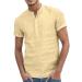 Linen shirt men short sleeve light summer shirt casual shirt for the beach summer Henley shirt with stand-up collar buttons XXL 03 Khaki