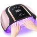 160W UV LED Gel Nail Lamp,Large UV Nail Light for Professional Salon Home Two Hand Use,Gel Polish Curing Lamp Nail Dryer with 54 PCS Light Bead (Pink)