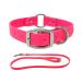 Regal Dog Products Dog Halfband Waterproof with 1.5 meters on a leash for small medium -sized large dogs (pink) - collar with middle ring and leash for dogs - dog collar for puppies to large dogs Small collar and leash pink