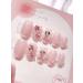 24pcs Pink Bow Oval Coffin Fake Nail Pink Bow 3D Press on Nails Pink Bow Oval Nails Luxurious Nails Acrylic Nails Fake Nails For Women Girls - Buy Online on GoSupps.com