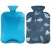2L hot water bottle with reference to pain relief Sea animal shark pattern heat pattern PVC ice and warm ponds for cold and heat therapy/menstrual cramps feet/hand warmer