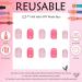 24Pcs Pink Glitter Square Press-On Nails | Glossy Full Cover Acrylic False Nails | Short Stick-On Nails for Women and Girls - Buy Online on GoSupps.com