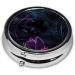 Black Mystery Round Pill Box | 3-Compartment Portable Travel Organizer for Purse & Pocket | Ideal for International Shipping - Buy Online on GoSupps.com