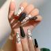 Bufenia Coffin Butterfly Fake Nails | Leopard French Ballerina Full Cover Matte Press-On Nails for Women & Girls - Buy Online on GoSupps.com