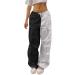 Parachute Pants Y2K Women Cargo Pants Baggy Cargohose Track Pants Streetwear Vintage Jeans Pants 90s E-Girl Streetwear Cargo Pants Y2K Sports Pants Lang A8-Weiß L