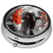 Three Koi Carp Portable Metal Pill Box - Round Mini 3-Compartment Design for Small Pills | Travel Essential | Black - Buy Online on GoSupps.com