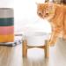 Ceramic Elevated Cat Food Dish with Stand - Anti Vomiting Pet Bowl for Cats and Small Dogs - 400ML/13.5OZ White - Buy Online on GoSupps.com