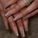 IMSOHOT Long Coffin Press on Nails French Nude Fake Nails Ballerina Glitter False Nails with Designs Glue on Nails Glossy Full Cover Acrylic Nails for Women 24pcs 58-A003