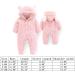 Newborn Baby Cartoon Bear Snowsuit Winter Coat Fleece Hooded Romper Jumpsuit - Pink (9-12 Months) - Buy Online on GoSupps.com